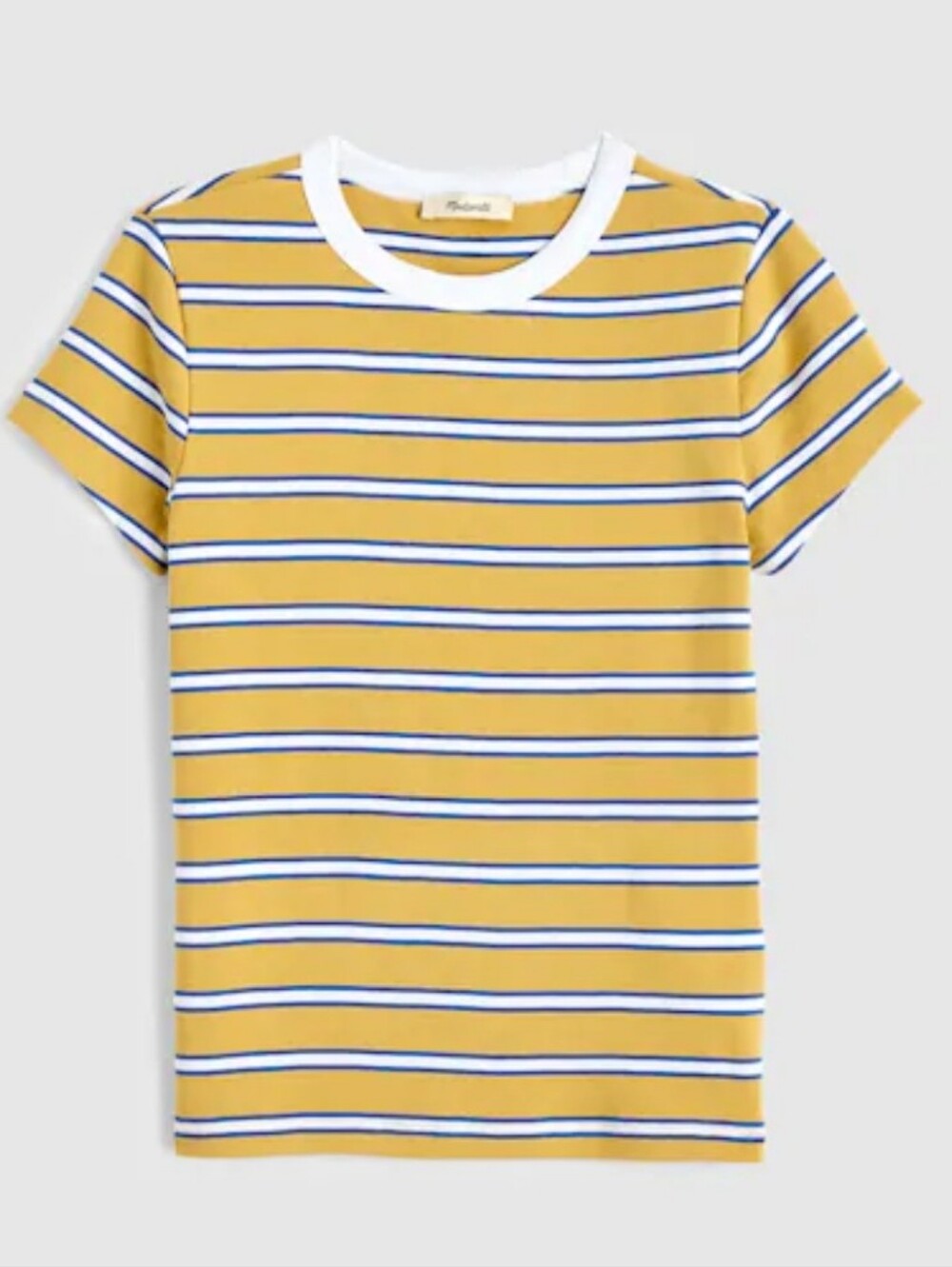 Madewell The 90's Crewneck Tee in Compact Cotton - Retro Yellow Stripe